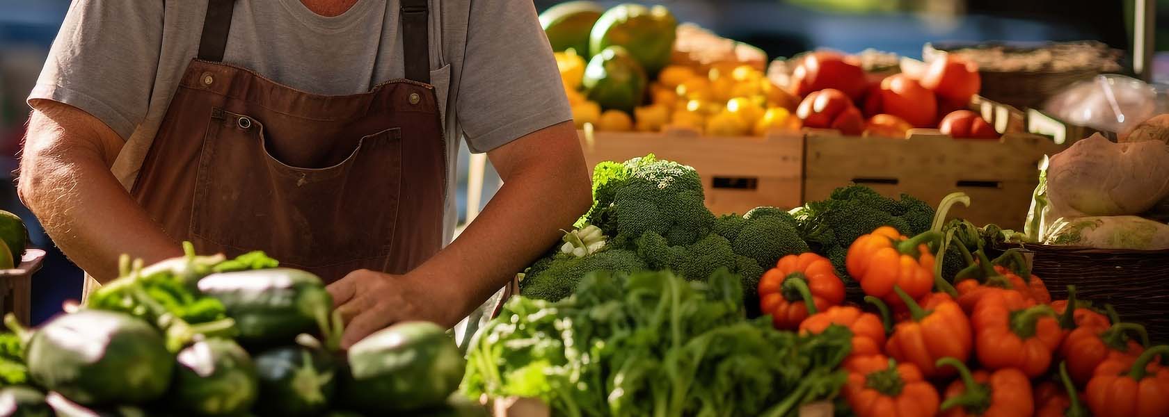 Bauer mit frischem Gemüse aus der Region
