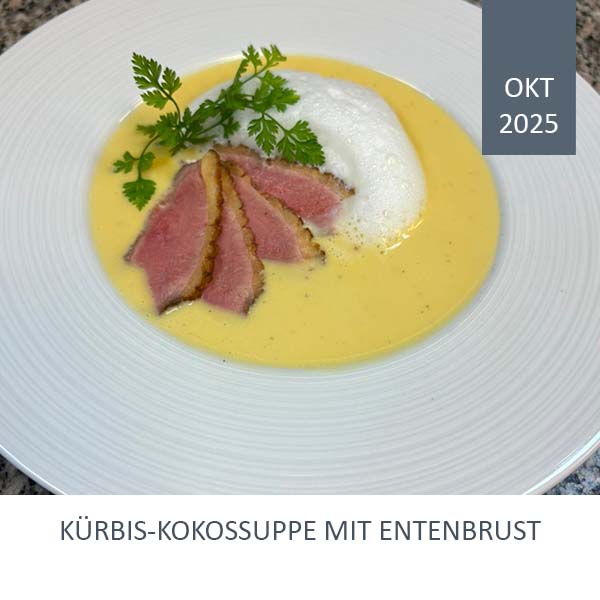 Kürbis-Kokossuppe mit Entenbrust